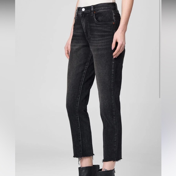 Blank NYC The Madison Frayed Hem High Rise Crop Jeans Nitro Black Size 29 - Picture 8 of 8